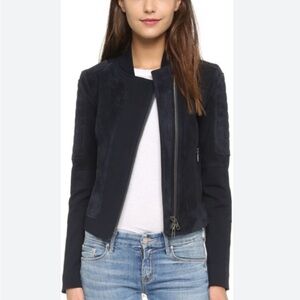 Theory Suede black moto jacket Sz M